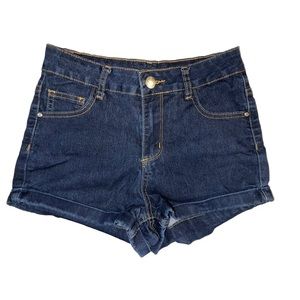 Refuge Women’s Size 0 Blue Rolled Hem Cuffed Stretch Denim Shorts